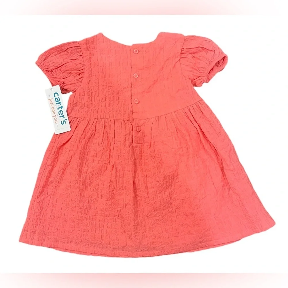 NWT Carter's Coral Girl Sundress With Diaper Cover Underneath 6 Month